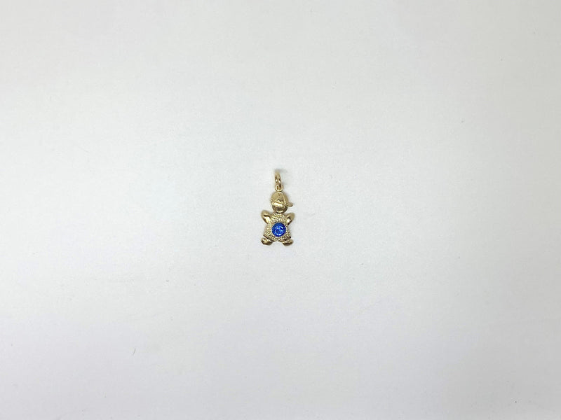 Children's gold pendant with a blue stone