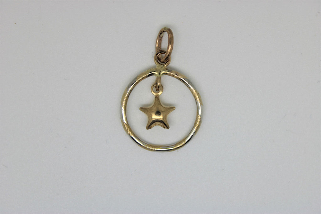2-tone gold pendant with star in the center