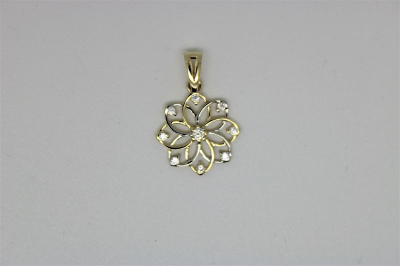 Pendentif fleur 2 tons avec pierres