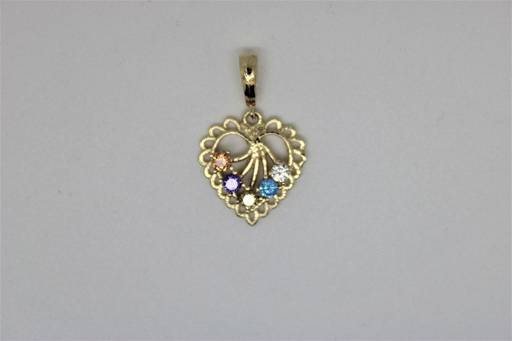 5 stone family heart pendant