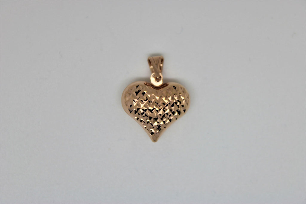 Textured rose gold heart pendant