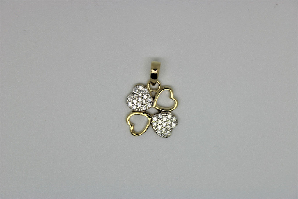 4 leaf clover gold pendant with stones
