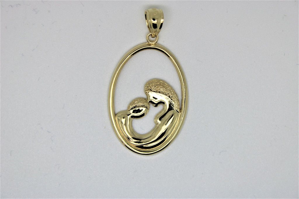 Mother child gold pendant