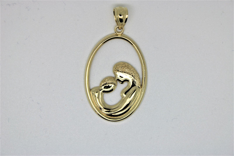 Mother child gold pendant