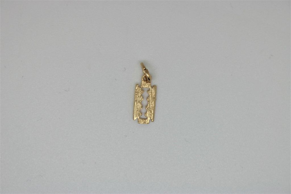 Razor blade gold pendant