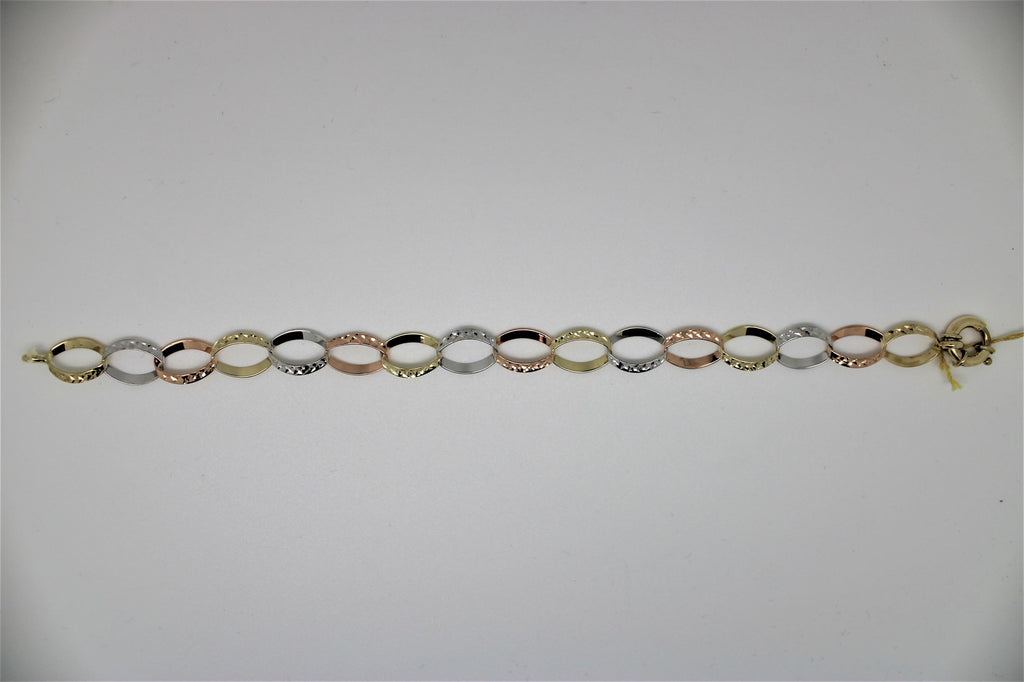 3-tone diamond cut gold bracelet