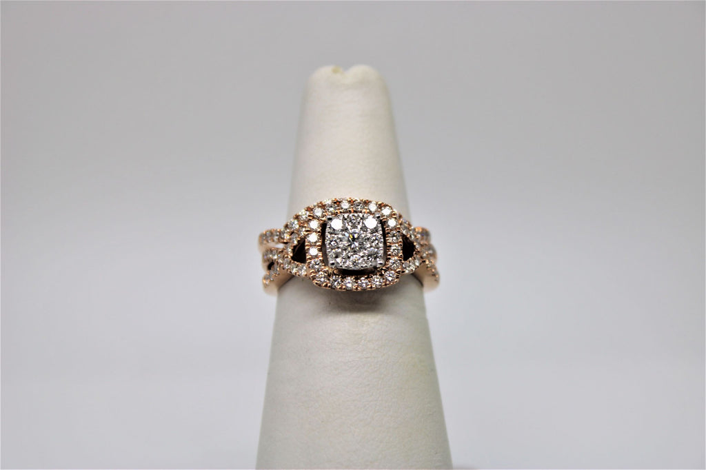 Engagement ring and bangle set in pink gold (diamonds)