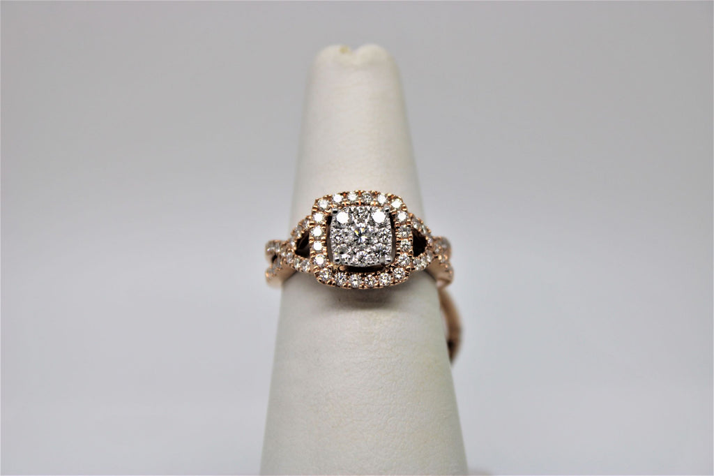 Engagement ring and bangle set in pink gold (diamonds)