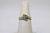 Diamond cut 2 tone gold ring