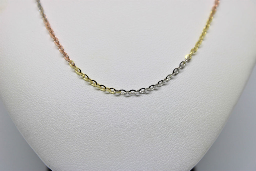 3 tone gold rolo chain