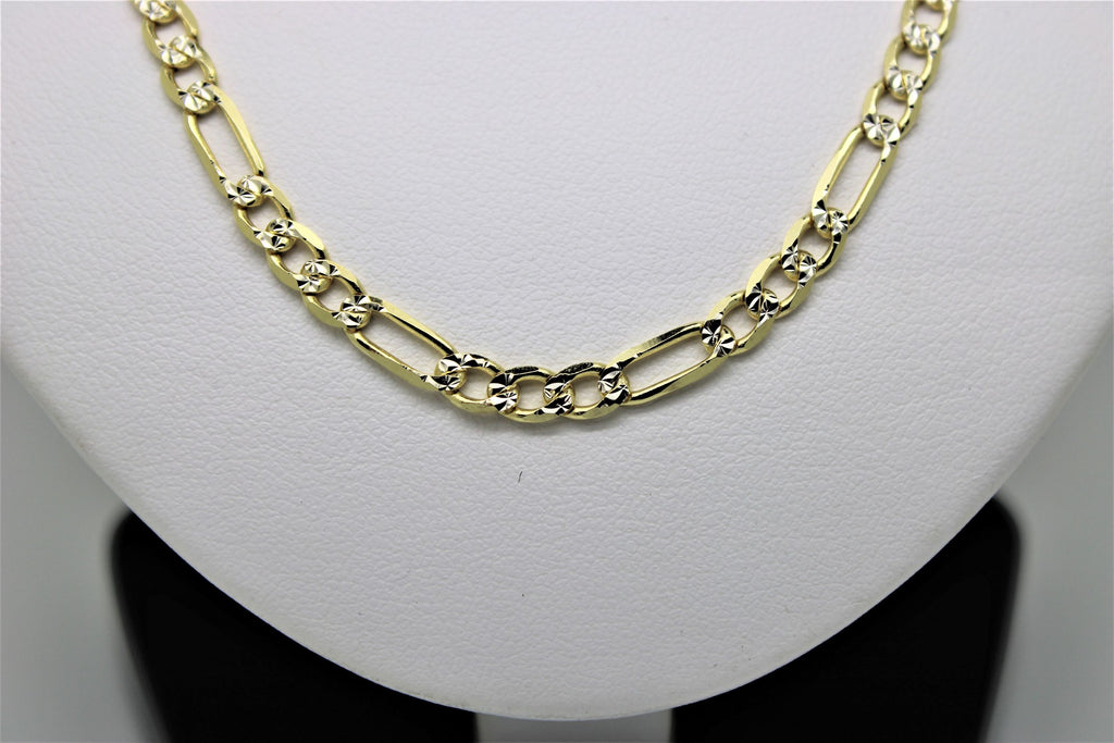 2-tone figaro gold chain diamond cut