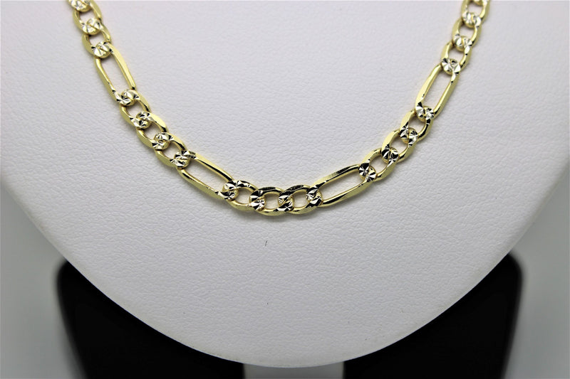 2-tone figaro gold chain diamond cut