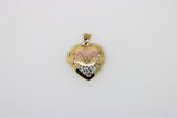 3 tone gold heart pendant