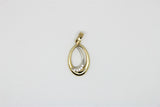 2 tone oval gold pendant wtih stones