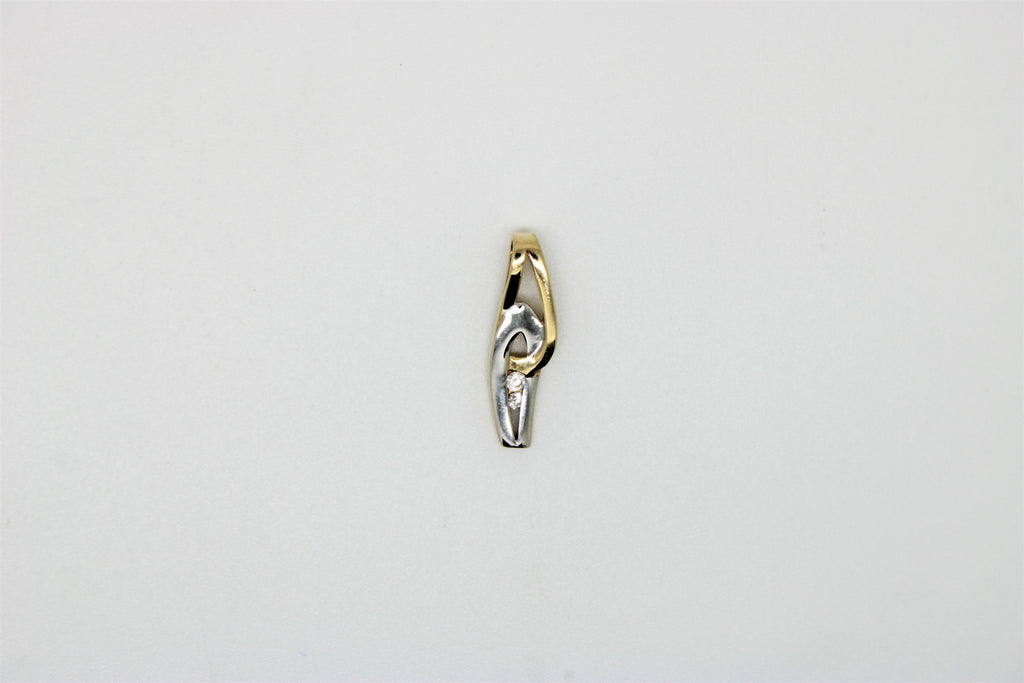 2 tone Gold pendant with 2 stones