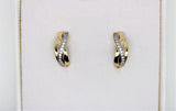 2 tone gold earring with a row of stones