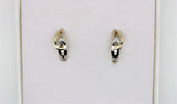 2 tone gold earring with 2 stone