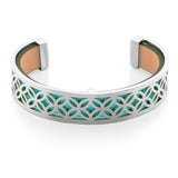 Bracelet en acier inoxydable avec bande de cuir interchangeable (bleu et rose)