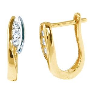 Boucles d'oreilles en or avec 3 pierres au centre