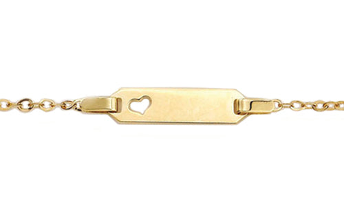 Bracelet d'identité avec coeur pour bébé en or
