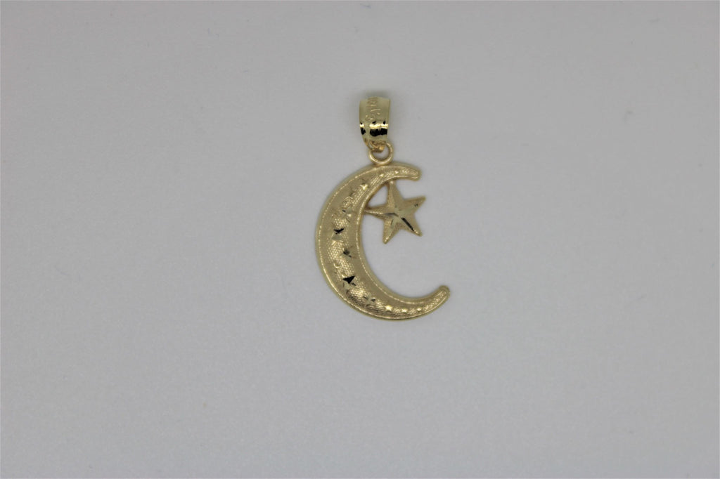 Gold moon pendant with star