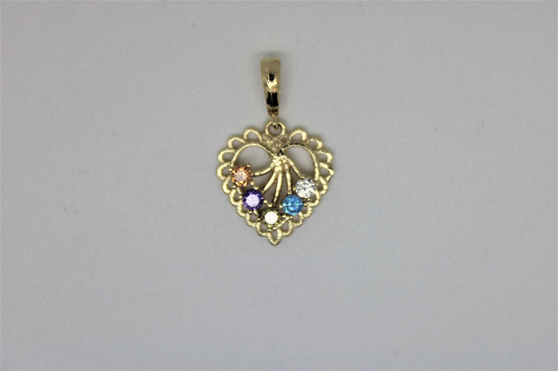 5 stone family heart pendant