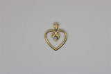 Double heart gold pendant with blue stone
