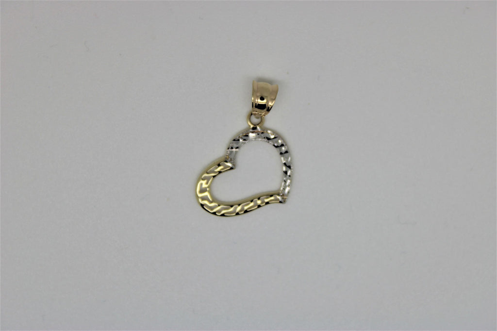Textured 2-tone gold heart pendant