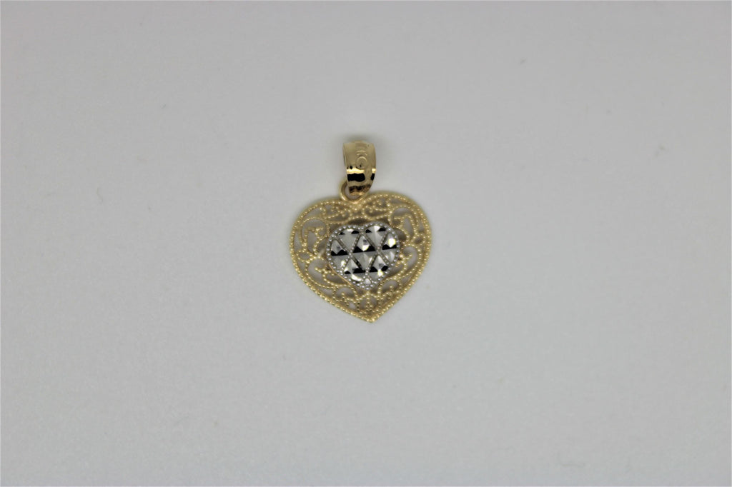 2-tone gold heart pendant