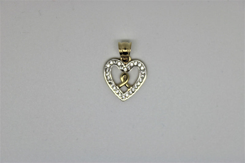 Gold heart pendant with stones