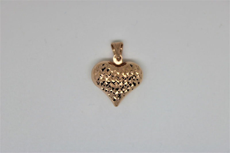 Textured rose gold heart pendant