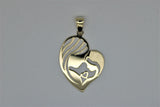 Gold mother and child heart pendant