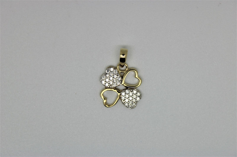 4 leaf clover gold pendant with stones