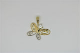 2-tone butterfly gold pendant with stone