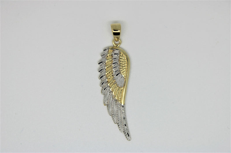2 tone gold wing pendant