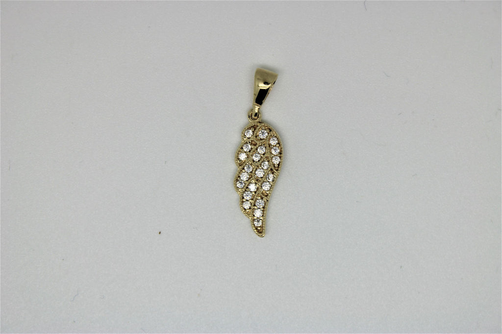 Gold wing pendant with stones
