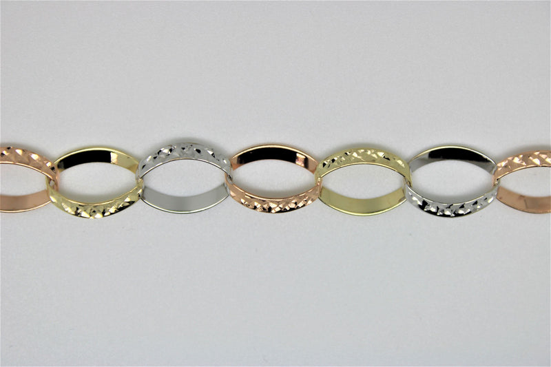 3-tone diamond cut gold bracelet