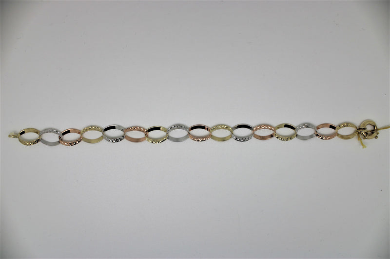 3-tone diamond cut gold bracelet