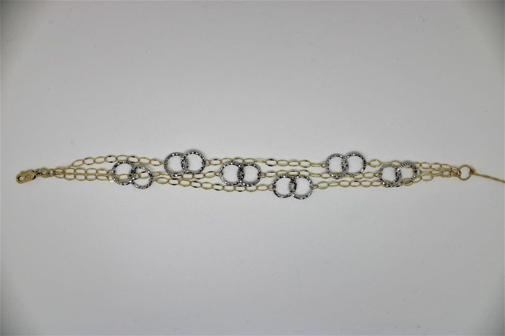 Round gold bracelet with 2-tone chain