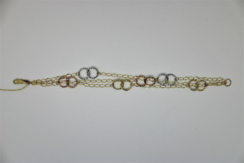 Stylish 3-tone gold bracelet