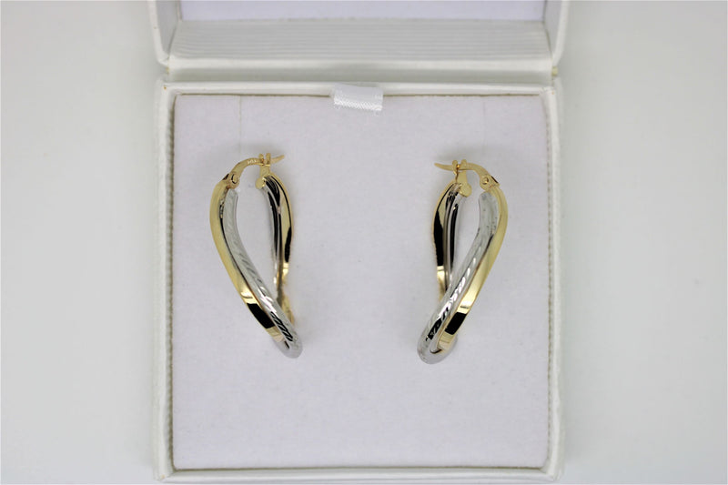 2 tones twisted gold earrings