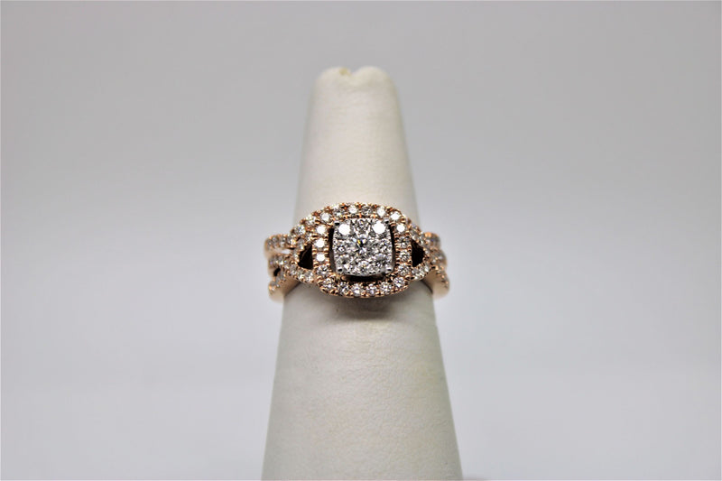 Engagement ring and bangle set in pink gold (diamonds)