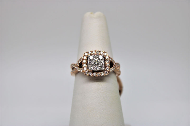 Engagement ring and bangle set in pink gold (diamonds)