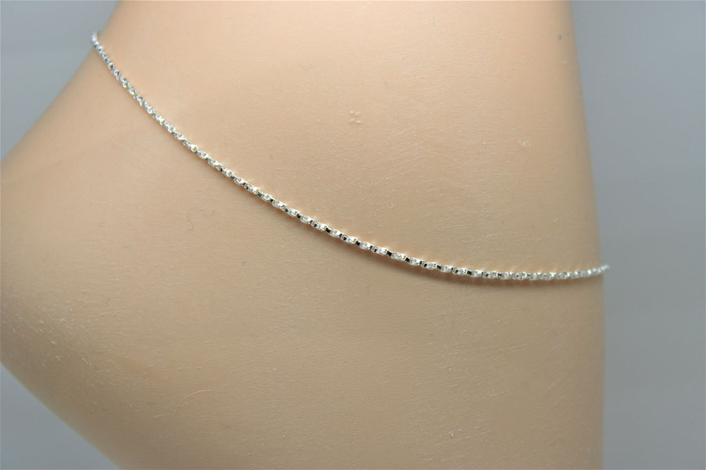 Square silver ankle chain
