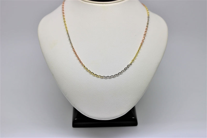 3 tone gold rolo chain