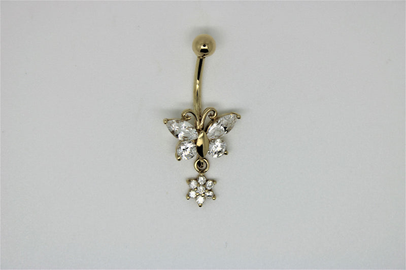 Butterfly gold navel piercing