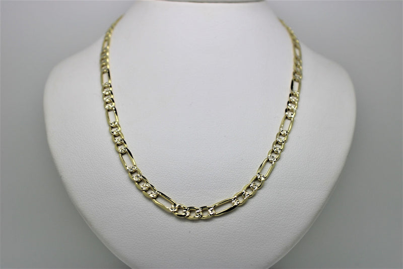 2-tone figaro gold chain diamond cut