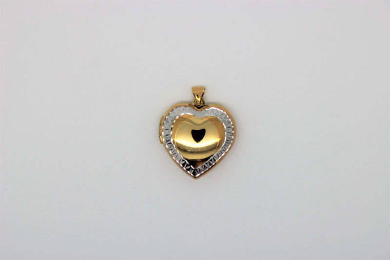 2 tone gold heart pendant
