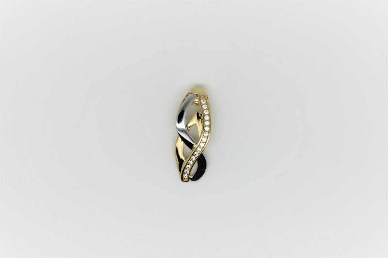 2 tone gold pendant with a row of stones