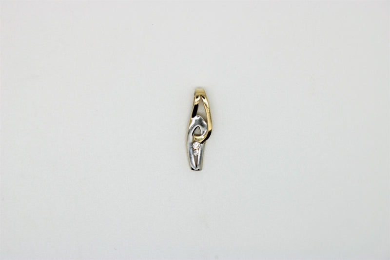 2 tone Gold pendant with 2 stones